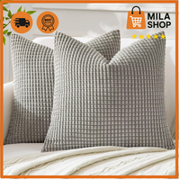 Kissenbezug 50X50 Hellgrau Kordsamt 2Er Set Dekokissen Wohnzimmer Sofa Couch