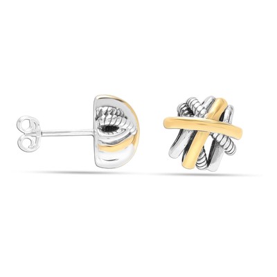 LeCalla 18K vergoldet Crossover Bicolor Ohrstecker für Frauen Teenager 12 MM