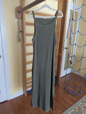 Old Navy High Neck Olive Green Midi Dress with Straps Size Small