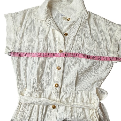 Calvin Klein Women’s Button Up Short Sleeve Shirt Dress Cream White Size 4 - Picture 3 of 7