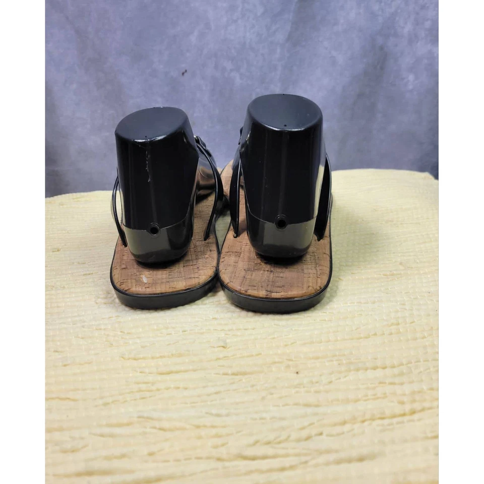 Sandalias Michael Kors MK Logo Plantilla de Corcho Negras Jalea Tanga Para Mujer Talla Foto 4 de 4