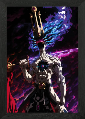 Anime Bösewicht mit Krone und Schwert gerahmtes Wandbild Poster Leinwanddruck Bild