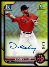 2022 Bowman Chome Yellow Refractors Daniel McElveny Auto /75 Boston Red Sox