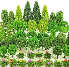 Tazimi 60 Pieces Model Trees 1.36-6 inch Mixed Tree Train Scenery...