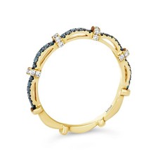 Le Vian 14K Yellow Gold Band Ring for Women 0.31 cts Blue White Diamonds Size 7