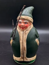 Vintage paper mache green gnome decor unsure of maker - see pics for condition