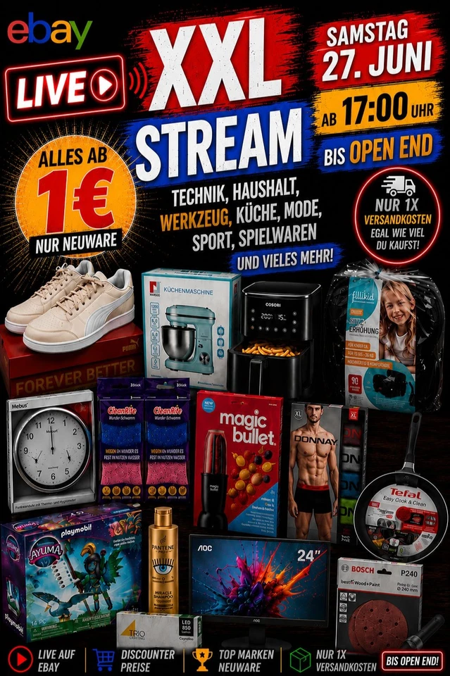 XXL Discounter Baumarkt Restposten Stream 17 Uhr -Open End 27. Juni