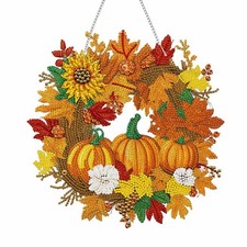 Herbst Kranz DIY Diamond Painting Set 20cm Sonnenblume T&uuml;r Deko innen 5D Effekt