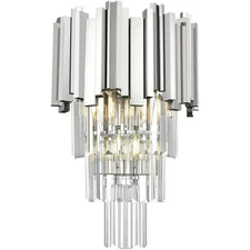 Crystal Wall Sconce Light Fixture Chrome Living Dining Room Bathroom Vanity 16"