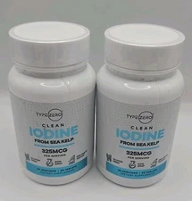Lot of 2 Type Zero Iodine Tablets (60 Count) 325mcg - from Sea Kelp Exp 10/2027