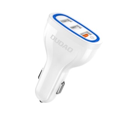 Dudao 3er USB KFZ Adapter Auto Ladegerät Power Delivery Quick Charge 18W Weiß