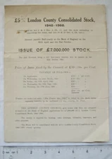 1926 letter info £5% London County Consolidated stock, 1940-1960