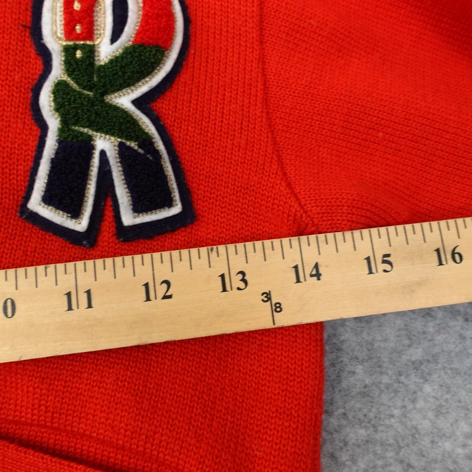 Cárdigan Rojo Niños 4 M Lana Acanalado Tejido Parche Logo Italiano Lujo ROBERTA CAMERINO Foto 4 de 4