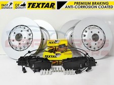 FOR AUDI Q7 15- FRONT REAR PREMIUM COATED BRAKE DISCS TEXTAR PADS SENSOR 375/350