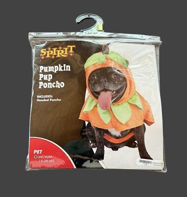 Spirit Halloween Dog PUMPKIN PUP PONCHO Costume Medium 18-28 LBS