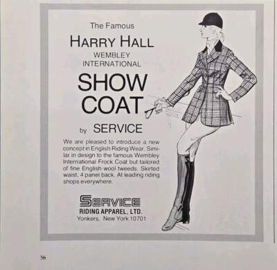 Service Riding Apparel Yonkers NY Harry Hall Show Coat Vintage Print Ad 1976