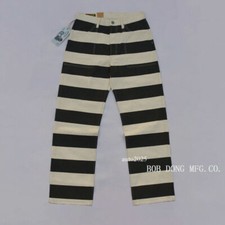 BOB DONG 16oz Canvas Prisoner Pants Classic Moto Style Biker's Striped Trousers