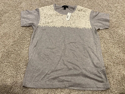 J. Crew Women s Short Sleeve Shirt Gray Lace Capsule Wardrobe Size XS NWT