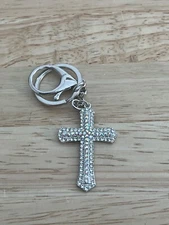 Vintage Christian Cross Religious Travel Souvenir Keychain Key Chain FOB Metal