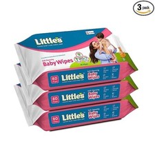 Little's Soft Cleansing Baby Wipes with Aloe Vera 80 wipes pack of 3 Free Ship