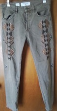 MISS ME VINTAGE Womens Azteca Embroidered Boyfriend Button Fly Denim Jeans Sz 28