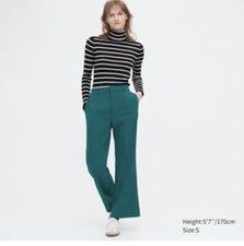 UNIQLO Drape Flared Pants size 4 Waist 67 cm  Green new Uniqlo Japan