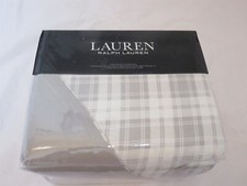 Ralph Lauren Uster Plaid Flannel 3P King duvet cover shams set Grey White