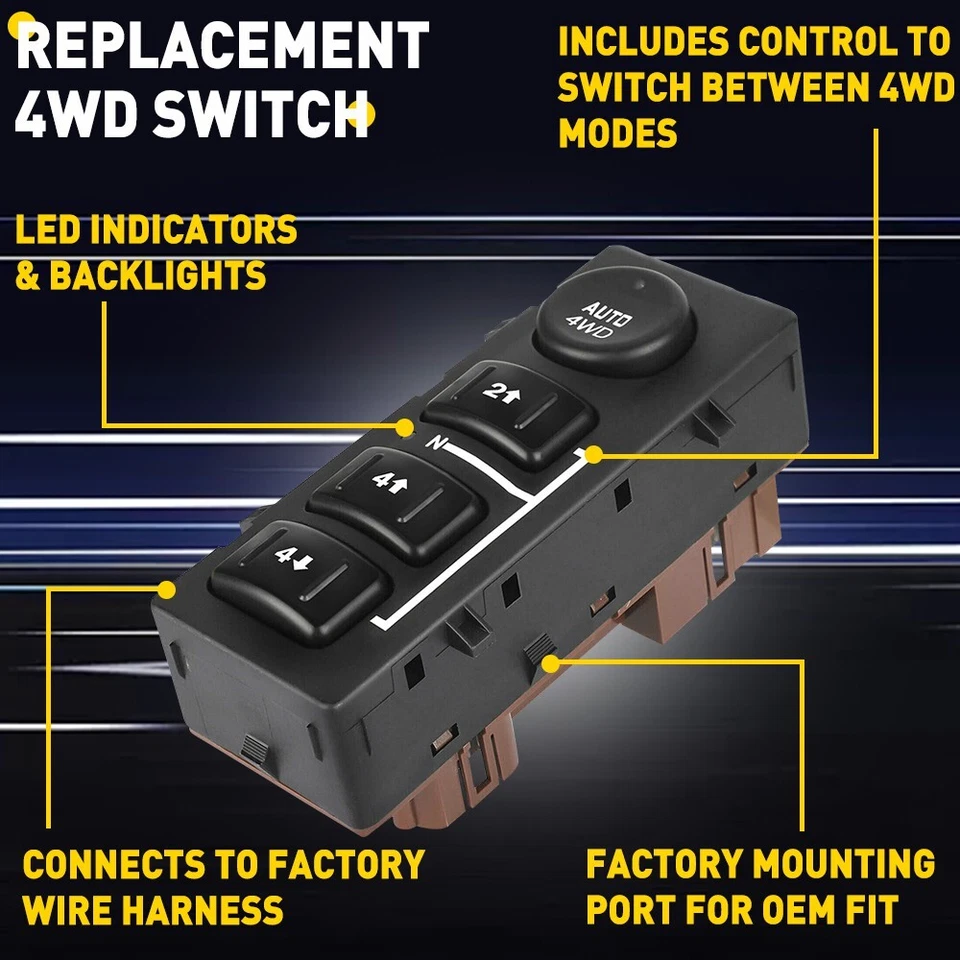 Interruptor selector 4x4 4x4 para Chevy Tahoe Yukon Silverado Sierra Suburban Avalanch Foto 4 de 4