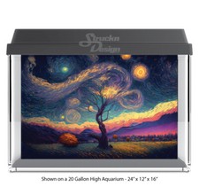 Star Night Moon Tree Polyester Fish Tank Glass Backdrop Aquarium Background