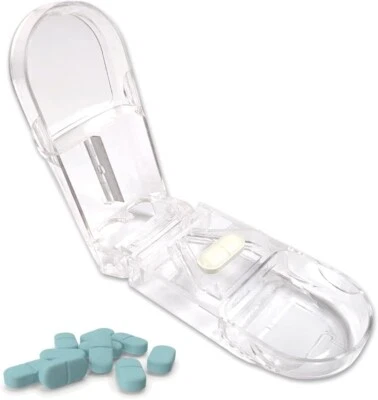 POWERSELL Taglia Pillole con Lama in Acciaio e Portapillole Integrato tagliapillole