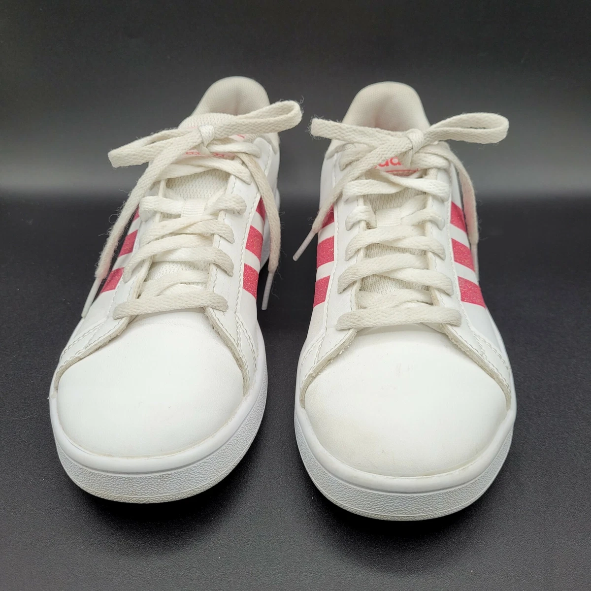 Adidas Womens White And Pink Glitter Sneaker Women's US 2 | eBay