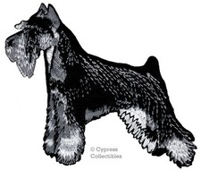 IRON-ON MINI SCHNAUZER PATCH embroidered applique GIANT STANDARD DOG black/white
