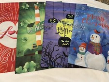Set Of 4 Garden Flag Valentine Christmas Halloween St Patrick  s 18x11  Washable