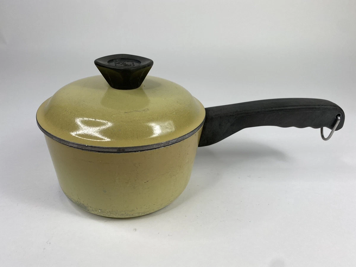 Vintage CLUB Cookware 0.75QT Cast Aluminum Sauce Pan W lid Harvest Yellow