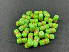 85 PCS LIME GREEN WAVY TUBE GLASS FANCY JEWELRY CRAFT MAKING LOOSE BEADS 3/4  