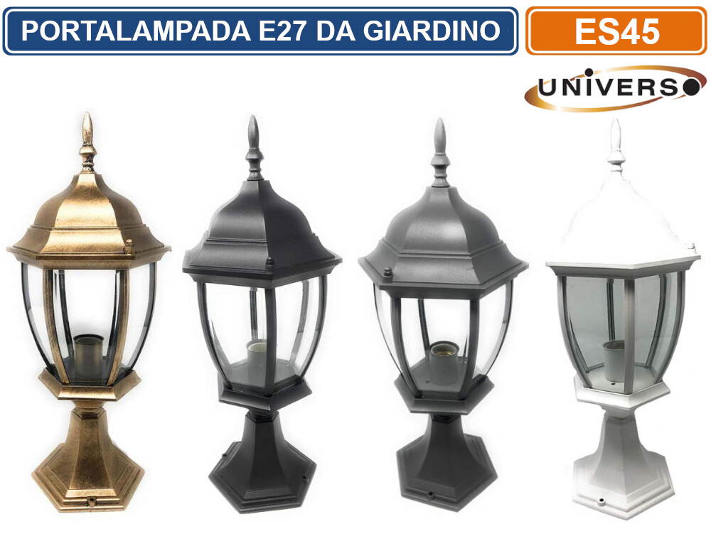 LAMPADA LANTERNA FARETTO FISSAGGIO A TERRA DA GIARDINO E27 DA ESTERNO - IP45