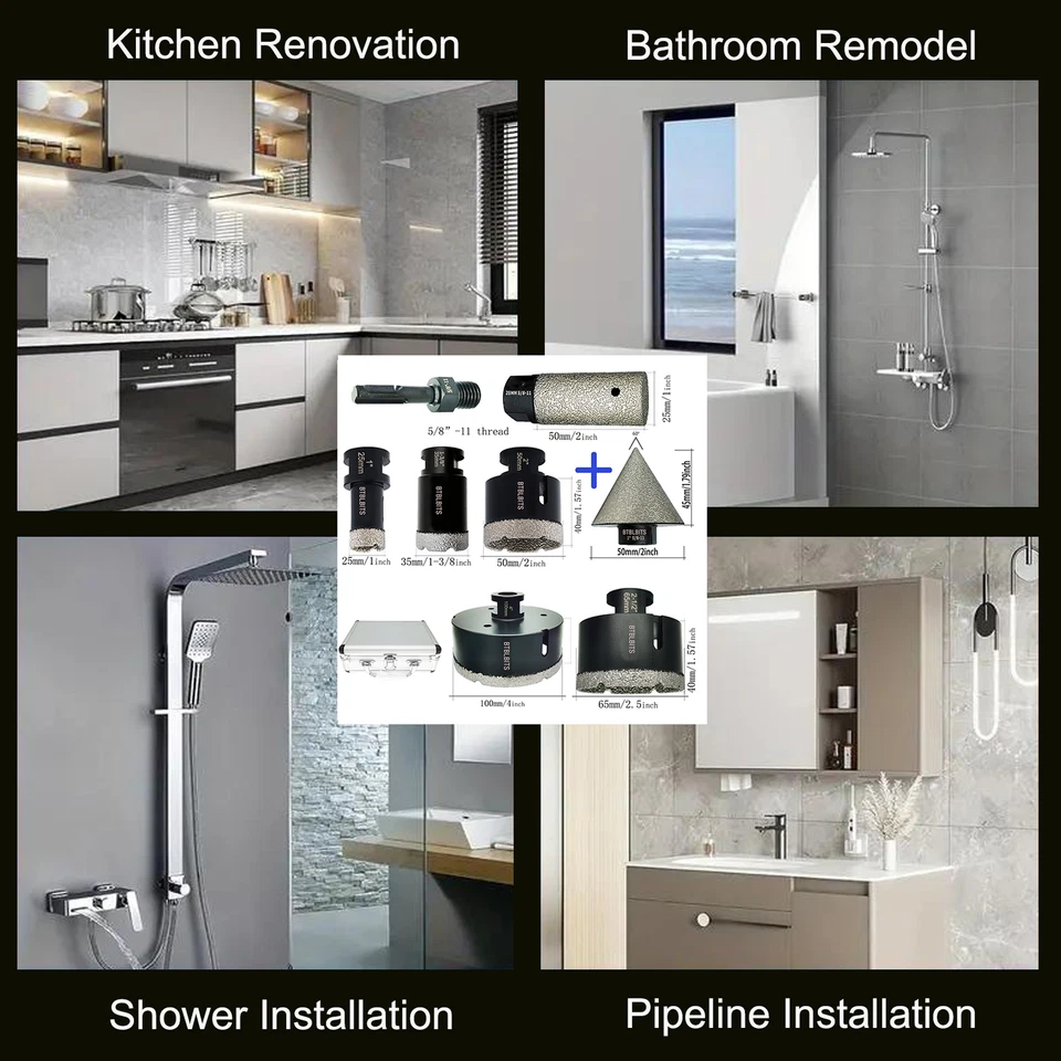 Diamond Drilling Core Bits Set Kit Hole Saw For Marble Granite Tile Porcelain - Image 4 of 4