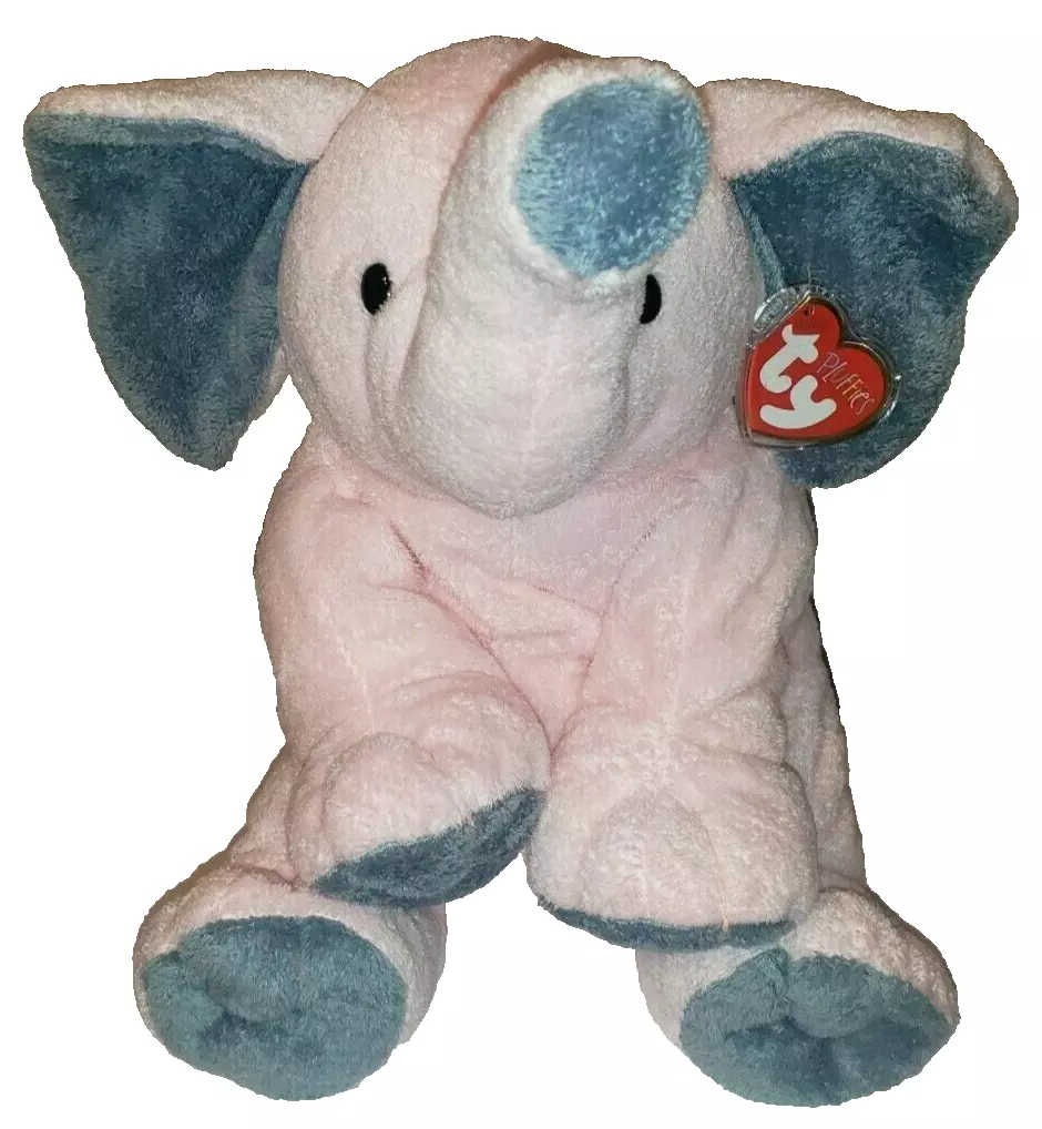 Ty Pluffies WINKS the Elephant Large Pink Version 14 Inches