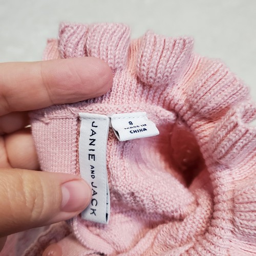 Janie and Jack The Height Pink Cable Knit Short Sleeve Ruffle Top Sweater Girl 8 - Picture 7 of 7