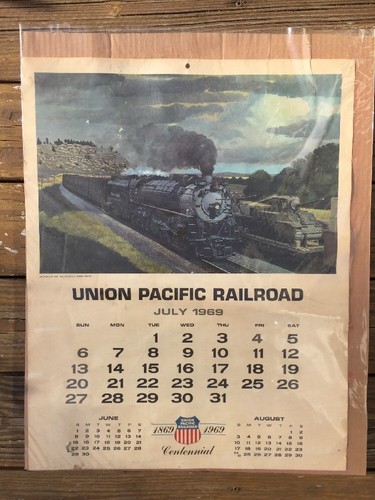 Union Pacific Railroad 24 By 18 Centennial Calendar July 1969 Nice 