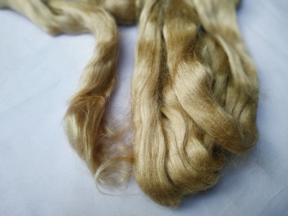 Premium Muga Silk Sliver Tops Grade AA Spinning Fiber India 500 gram FREE SHIP - Image 3 of 4