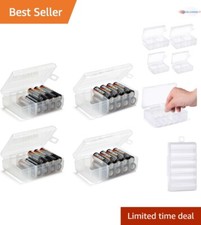 4 Clear Battery Holders for AA & AAA - Divider Included for Optimal Storage