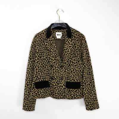 90s Vintage Leopard Print Blazer Jacket Retro Medium Leslie Fay