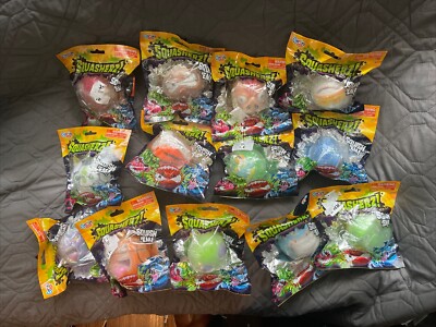 Grin Studios Rare Squasherz Squish Ball Complete Set 13 Toy Alien GITD SQUISHY