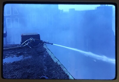 35mm Color Slide 1977 Black Cat Cafe Fire Burlington VT #16 Water from Above