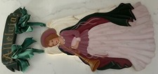 Vintage Hand-painted Folk Art Large Wooden Angel Christmas Wall Hanging