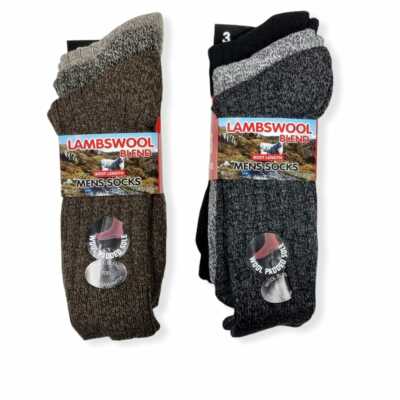 Herren Lammwollmischung Socken 3 & 6 Paar Winter warm Wandern Arbeit Stiefel UK 6-11