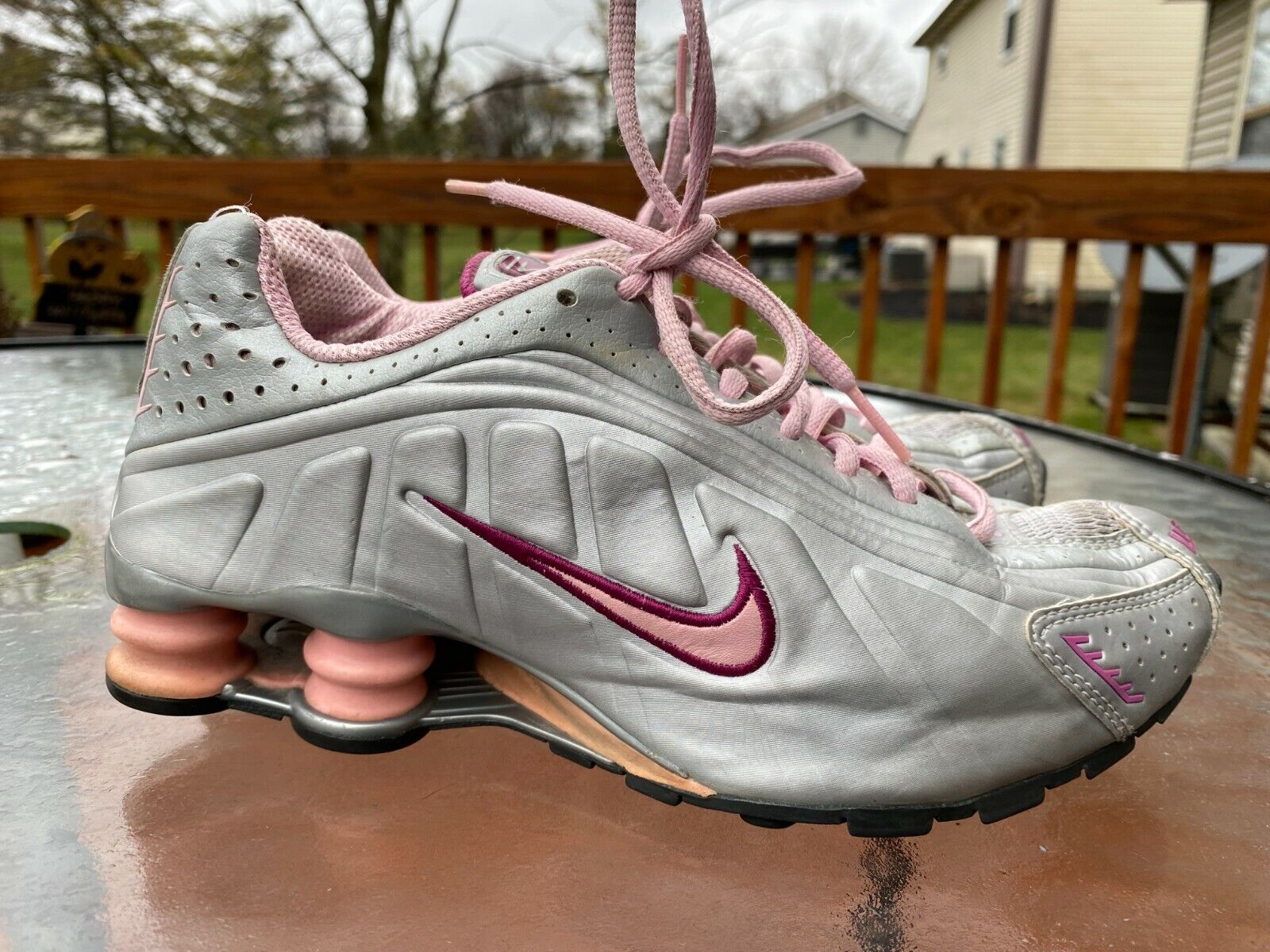 Nike Shox R4 Metallic Silver Perfect Pink Shoes 312828-061 Size 5Y Women's  6.5