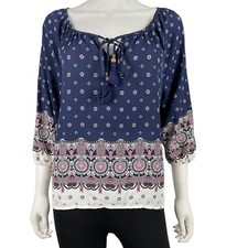 Jolt 3/4 Sleeves Sheer Boho Top Womens Size M...