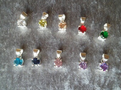 Anhänger, Ohrhaken oder Schmuckset mit Zirkonia in 925 Silber, 10 Farben, rund